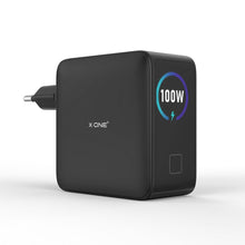 Заредете изображение във визуализатора на галерията – Travel charger X-ONE ChargeGo GaN with LCD 100W 2x USB C - black
