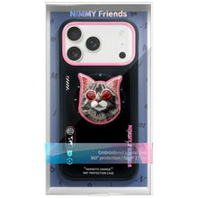 Заредете изображение във визуализатора на галерията – NIMMY case GLASSES COOL CAT compatible with MagSafe for IPHONE 17 black pink
