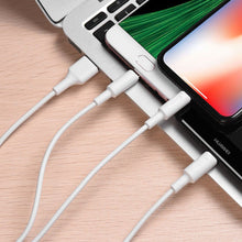 Заредете изображение във визуализатора на галерията – HOCO кабел 3в1 USB A към Lightning / Micro USB / Type C 2A X25 1 м бял
