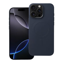 Заредете изображение във визуализатора на галерията – SILICONE MAG COVER (big hole) case compatible with MagSafe for IPHONE 16 Pro Max blue titanium
