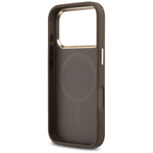 Заредете изображение във визуализатора на галерията – GUESS case for IPHONE 17 Pro compatible with MagSafe GUHMP17LP4GTDGMW (4G PU W/ Triangle Logo) gold brown
