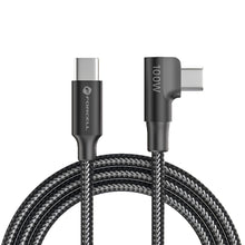 Заредете изображение във визуализатора на галерията – Cable USB C to USB C Forcell F-Energy QC4.0 PD 3A 60W Cafule 90° 1,2 m CC-1Deg black
