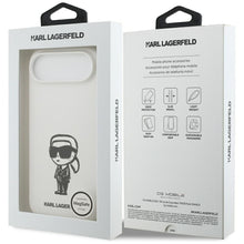 Заредете изображение във визуализатора на галерията – KARL LAGERFELD case for IPHONE 17 Air compatible with MagSafe KLHMP17MSKIGROH (Silicone W/ KL Sketch &amp; Logo) white
