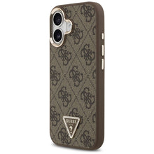 Заредете изображение във визуализатора на галерията – GUESS case for IPHONE 17 compatible with MagSafe GUHMP17SP4GTDGMW (4G PU W/ Triangle Logo) gold brown
