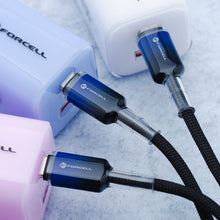 Заредете изображение във визуализатора на галерията – FORCELL F-ENERGY C356 cable Type C to Lightning PD 3A 27W Gradient 1 m black
