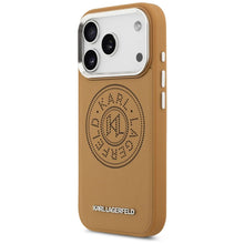 Заредете изображение във визуализатора на галерията – KARL LAGERFELD case for IPHONE 17 Pro Max compatible with MagSafe KLHMP17XPSKRPMW (PU W/ Point &amp; Metal Logo) brown
