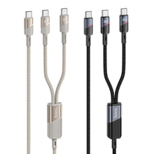 Заредете изображение във визуализатора на галерията – Cable 2in1 USB C to USB C / USB C Hoco 5A 100W 1,2 m U139 gold
