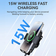 Заредете изображение във визуализатора на галерията – Wozinsky WUMID car holder with 15W inductive charger for dashboard - black
