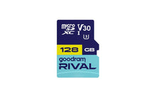 Заредете изображение във визуализатора на галерията – GOODRAM RIVAL Memory card microSD 128GB 100MB/s class 10 UHS-I V30 with adapter SD
