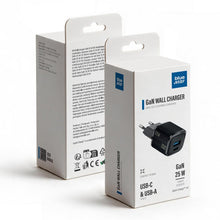 Заредете изображение във визуализатора на галерията – Phone charger Blue Star Nano GaN USB C + USB A QC4.0 PD 3A 25W VT-331 black

