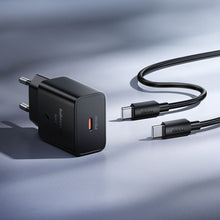 Заредете изображение във визуализатора на галерията – Phone charger Hoco USB C QC PD 25W + cable USB C to USB C N76 black
