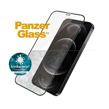 Заредете изображение във визуализатора на галерията – PanzerGlass E2E Super+ Microfracture antibacterial tempered glass for iPhone 12 / 12 Pro - with black frame
