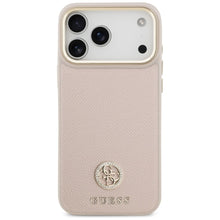 Заредете изображение във визуализатора на галерията – GUESS case for IPHONE 17 Pro Max compatible with MagSafe GUHMP17XPGCRMDEP (PU W/ Grained Strass Logo) pink
