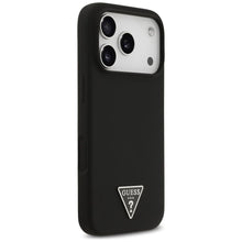 Заредете изображение във визуализатора на галерията – GUESS case for IPHONE 17 Pro compatible with MagSafe GUHMP17LSCTRLMK (Silicone W/ Triangle Logo) black
