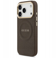 Заредете изображение във визуализатора на галерията – GUESS case for IPHONE 17 Pro compatible with MagSafe GUHMP17LPSAMSECW (PU W/ Peony Hot Stamp) brown
