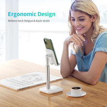 Заредете изображение във визуализатора на галерията – Choetech H035 aluminum stand for a phone or tablet with adjustment - white and silver
