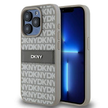 Заредете изображение във визуализатора на галерията – Original Case DKNY hardcase Leather Mono Stripe &amp; Metal Logo DKHCP15LPRTHSLE for Iphone 15 Pro beige
