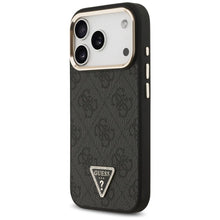 Заредете изображение във визуализатора на галерията – GUESS case for IPHONE 17 Pro compatible with MagSafe GUHMP17LP4GTDGMK (4G PU W/ Triangle Logo) gold black
