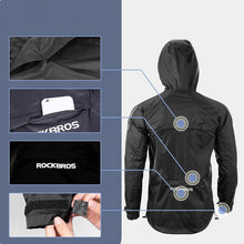 Заредете изображение във визуализатора на галерията – Rockbros YPY013BK2XL Rain Jacket Breathable Windproof XXL - Black
