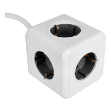 Заредете изображение във визуализатора на галерията – Power strip cube 5 sockets max 3680W with 1,4m power cable E03 white
