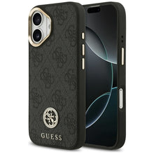 Заредете изображение във визуализатора на галерията – GUESS case for IPHONE 17 compatible with MagSafe GUHMP17SP4GRMDEK (PU W/ 4G Strass Logo) black
