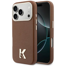 Заредете изображение във визуализатора на галерията – KARL LAGERFELD case for IPHONE 17 Pro Max compatible with MagSafe KLHMP17X5PGFKHGW (Karl Head Logo) brown
