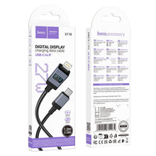 Заредете изображение във визуализатора на галерията – Cable USB C to Lightning Hoco PD 27W with display 1 m X118 black
