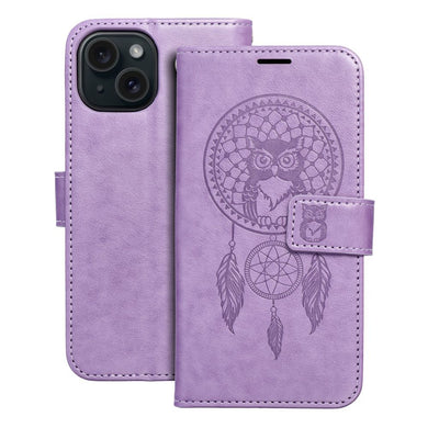 Калъф тип книга MEZZO за IPHONE 15 dreamcatcher лилав