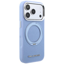 Заредете изображение във визуализатора на галерията – KARL LAGERFELD case for IPHONE 18 Pro Max/17 Pro Max compatible with MagSafe (Saffiano Classic Logo) light blue
