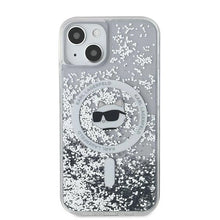 Заредете изображение във визуализатора на галерията – Karl Lagerfeld Liquid Glitter Choupette Head MagSafe case for iPhone 14 / 15 / 13 - transparent
