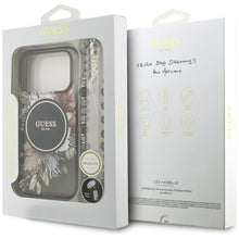 Заредете изображение във визуализатора на галерията – GUESS case for IPHONE 17 Pro compatible with MagSafe GUHMP17LHFWBRCESK (IML Flowers with Pearl Strap) black
