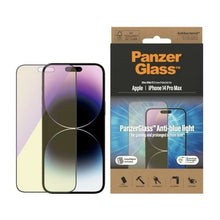 Заредете изображение във визуализатора на галерията – PanzerGlass Ultra-Wide Fit Antibacterial Tempered Glass with Blue Light Filter and Positioner for iPhone 14 Pro Max
