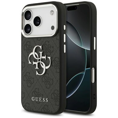 GUESS case for IPHONE 17 Pro GUHCP17LP4G4SMCK (4G PU Leather Case with Big 4G and Classic Logo and Silver Metal Camera Frame) black
