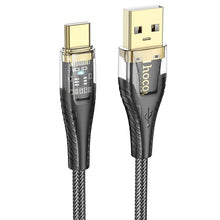 Заредете изображение във визуализатора на галерията – Cable USB A to USB C Hoco 2,4A 1,2 m U121 black transparent
