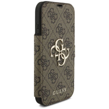 Заредете изображение във визуализатора на галерията – GUESS book case for IPHONE 17 Pro GUBKP17L4GMGBR (PU 4G Metal Logo) brown
