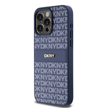 Заредете изображение във визуализатора на галерията – Original Case DKNY hardcase Leather Mono Stripe &amp; Metal Logo DKHCP15XPRTHSLBfor Iphone 15 Pro Max blue
