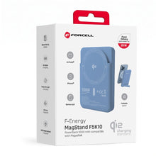 Заредете изображение във визуализатора на галерията – Powerbank compatible with MagSafe Forcell F-Energy MagStand QI2 F5K10 QC3.0 PD3.0 20W 5000 mAh white
