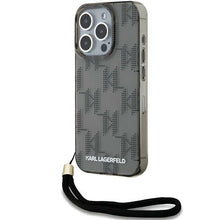Заредете изображение във визуализатора на галерията – Karl Lagerfeld IML Mono KL Pattern &amp; Cord case for iPhone 15 Pro Max - black
