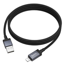 Заредете изображение във визуализатора на галерията – Cable USB A to Lightning Hoco 2,4A with display 1 m X118 black
