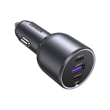 Заредете изображение във визуализатора на галерията – Ugreen EC705 car charger 130W 2x USB-C 1x USB-A - gray
