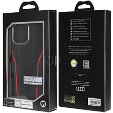 Заредете изображение във визуализатора на галерията – Audi Genuine Leather case with MagSafe for iPhone 14 Pro Max - black and red
