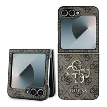 Заредете изображение във визуализатора на галерията – GUESS case for SAMSUNG Z Flip 6 GUHCZF64GMGBR (PU 4G Leather Metal Logo) brown
