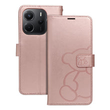 Заредете изображение във визуализатора на галерията – MEZZO Book case for XIAOMI Redmi Note 14 4G (GLOBAL - 164,84mm x 78,15mm x 8,16mm) teddy bear rose gold
