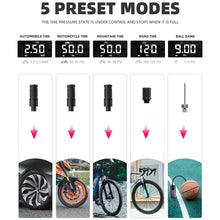 Заредете изображение във визуализатора на галерията – Rockbros 42720001001 electric bicycle pump with LED display + USB-C - USB-A cable - black
