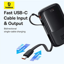 Заредете изображение във визуализатора на галерията – Baseus Qpow Pro+ 10000mAh 22.5W powerbank with built-in USB-C cable and display - black
