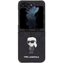 Заредете изображение във визуализатора на галерията – Karl Lagerfeld Saffiano Monogram Ikonik Pin Samsung Galaxy Z Flip 5 case - black
