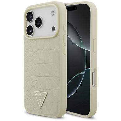 GUESS case for IPHONE 17 Pro compatible with MagSafe GUHMP17LPCRTHCD (PU Croco Triangle Logo) gold