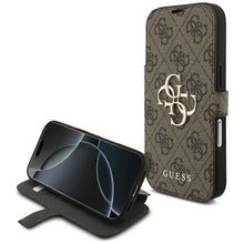 Заредете изображение във визуализатора на галерията – GUESS book case for IPHONE 17 Pro GUBKP17L4GMGBR (PU 4G Metal Logo) brown
