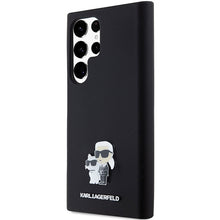 Заредете изображение във визуализатора на галерията – Original Pouch KARL LAGERFELD  hardcase Silicone Karl&amp;Choupette Metal Pin KLHCS24LSMHKCNPK for Samsung Galaxy S24 Ultra black
