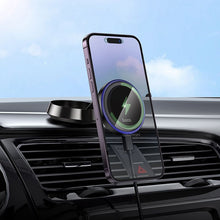 Заредете изображение във визуализатора на галерията – Car holder with wireless charging for center console Hoco compatible with MagSafe 15W HW33 metal gray
